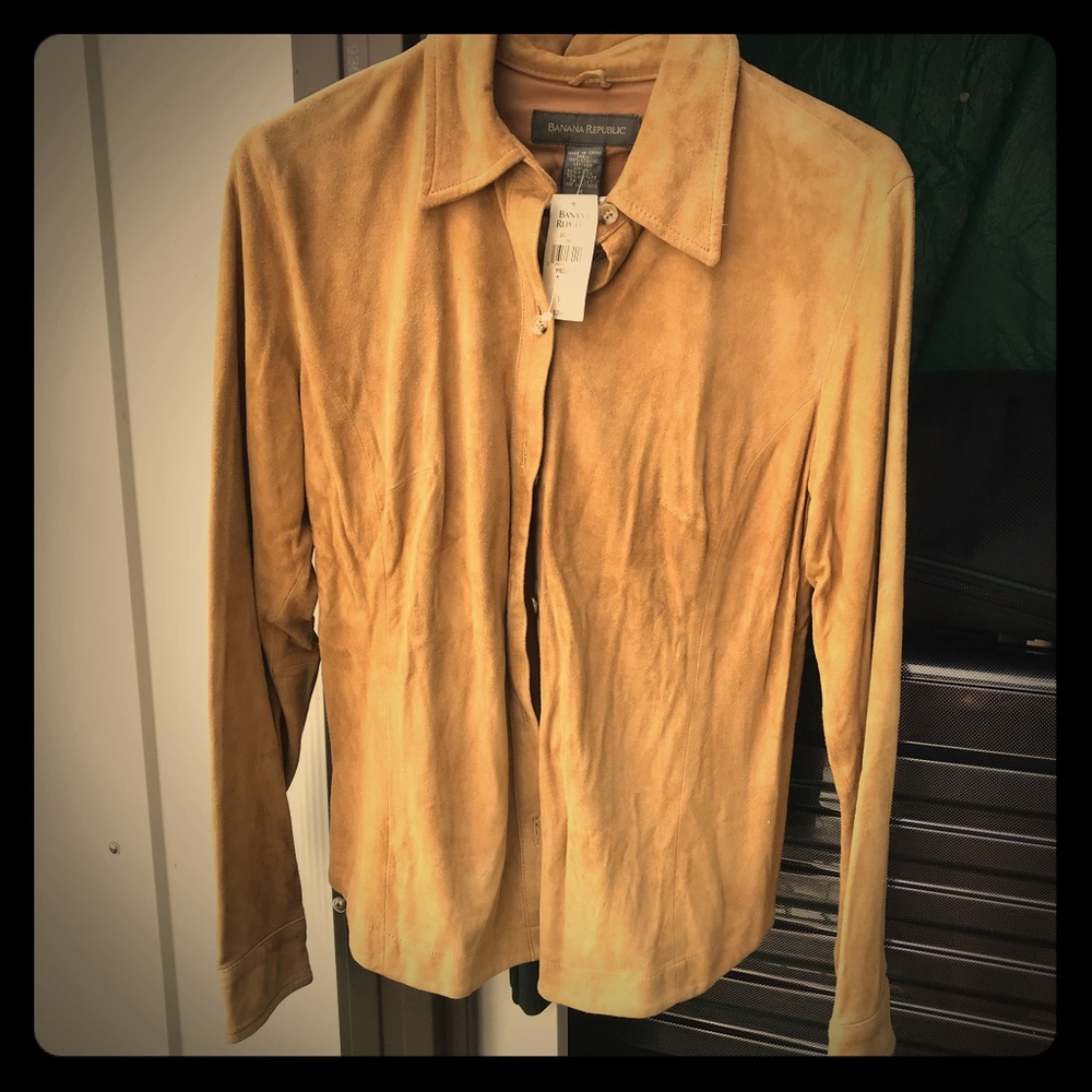 NEW Banana Republic Camel Suede Button up top!
